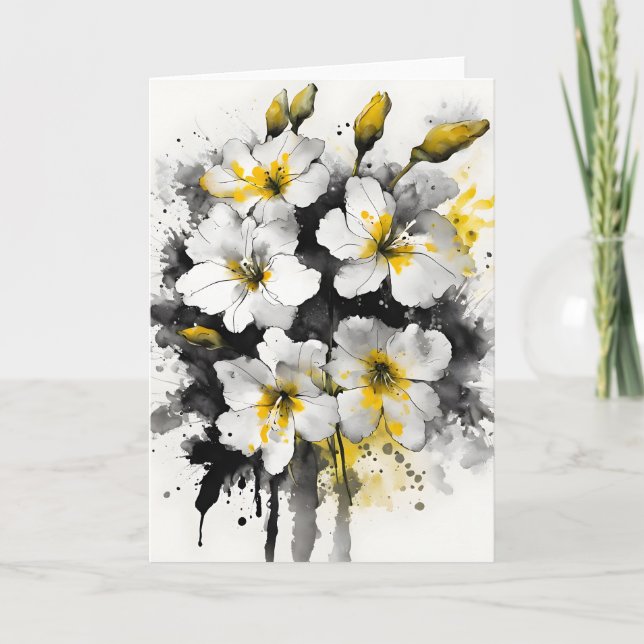 Cartão Wallflower - Flores aquarela (Frente)