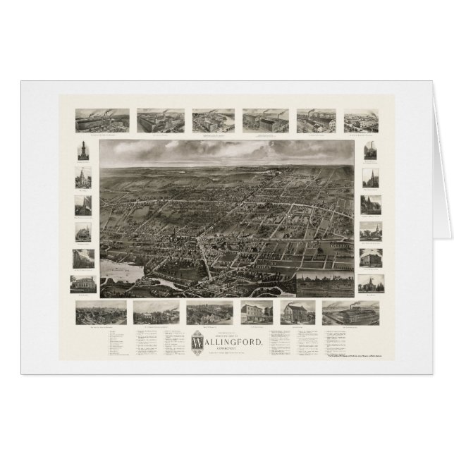 Cartão Wallingford, mapa panorâmico do CT - 1905 (Frente Horizontal)
