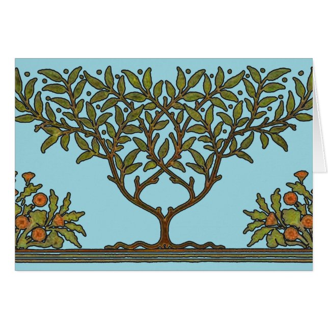 Cartão Wallpaper Floral William Morris Tree Frieze (Frente Horizontal)