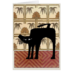 Cartão Wallpaper japonês de Cat Preta