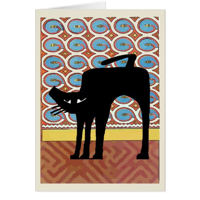 Cartão Wallpaper japonês de Cat Preta (Frente)