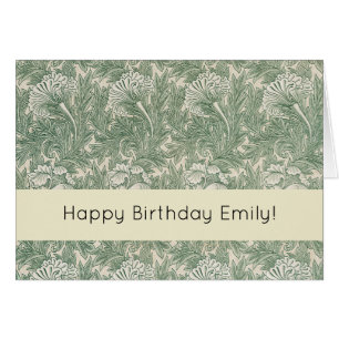 Cartão Wallpaper tulip William Morris verde têxtil