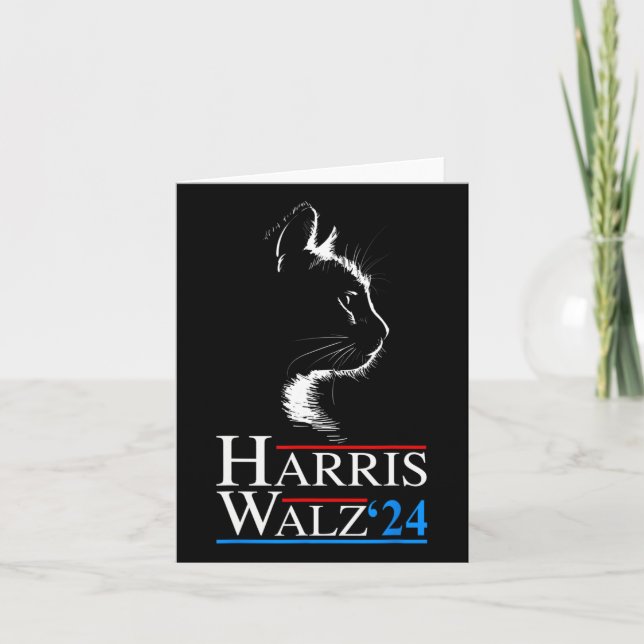 Cartão Waltz 2024 Eleição Engraçado Cat Kamala Harris Tim (Frente)