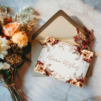 Cartão Warm Wishes Autumn Floral Frame Card