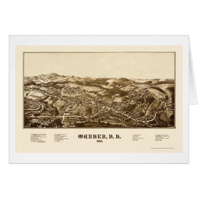 Cartão Warner, mapa panorâmico do NH - 1887 (Frente Horizontal)