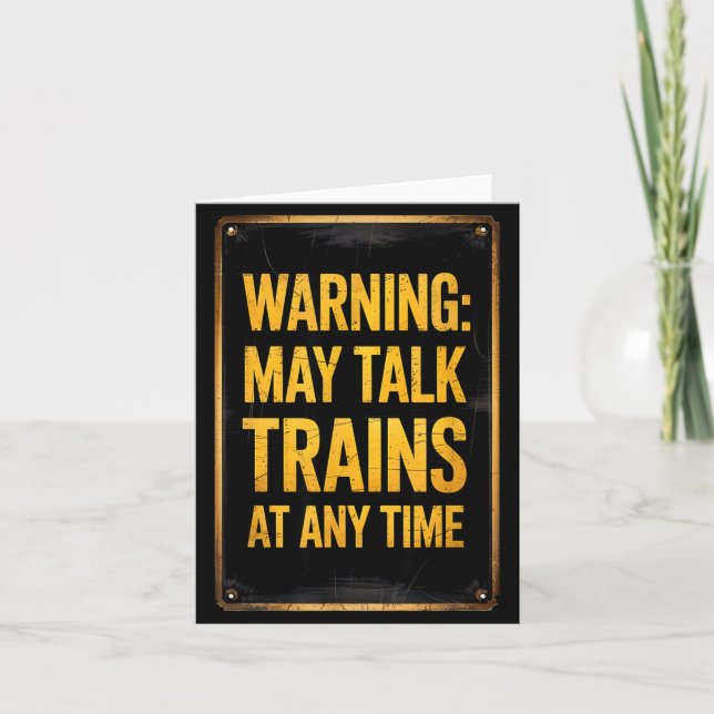Cartão Warning_ May Talk Trains _ Funny Model Train Sayin (Frente)