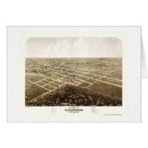 Cartão Warrensburg, mapa panorâmico do MO - 1869