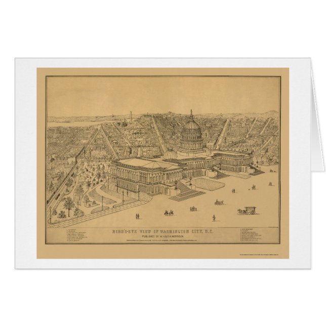 Cartão Washington, mapa panorâmico da C.C. - 1872 (Frente Horizontal)