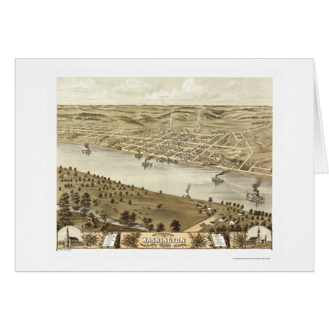 Cartão Washington, mapa panorâmico do MO - 1869 (Frente Horizontal)