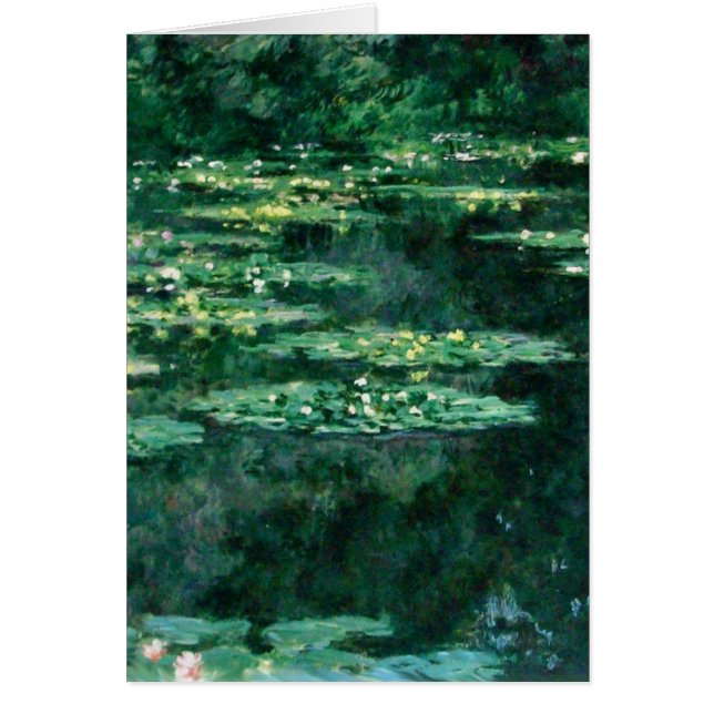 Cartão WATER LILILIES IN GREEN POND por Claude Monet (Frente)