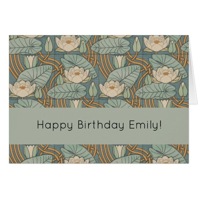 Cartão Water Lily Art Nouveau Nature (Frente Horizontal)