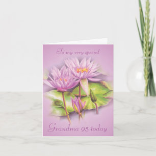 Cartão Water lily floral Grandma 95th birthday card