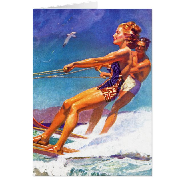 Cartão Water Skier por McClelland Barclay (Frente)