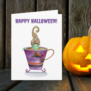 Cartão Watercolor A Witch Brew Happy Halloween