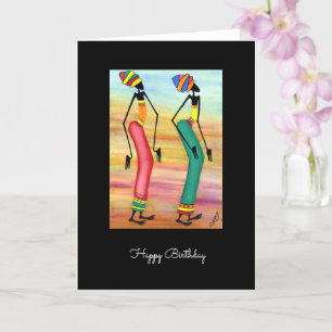 Cartão Watercolor African Art Inspirational Walthday