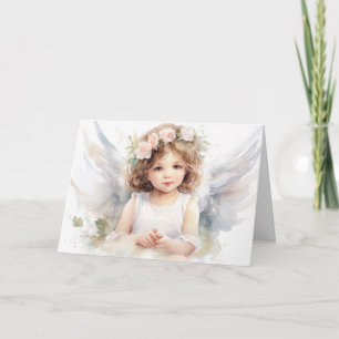 Cartão Watercolor Angel Girl para evento religioso