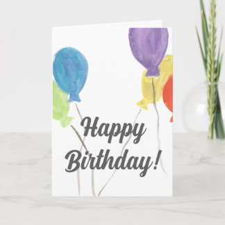 Cartão Watercolor Balloon Birthday Card (Blank Inside)