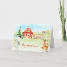 Watercolor Barnyard e animais agrícolas Obrigado