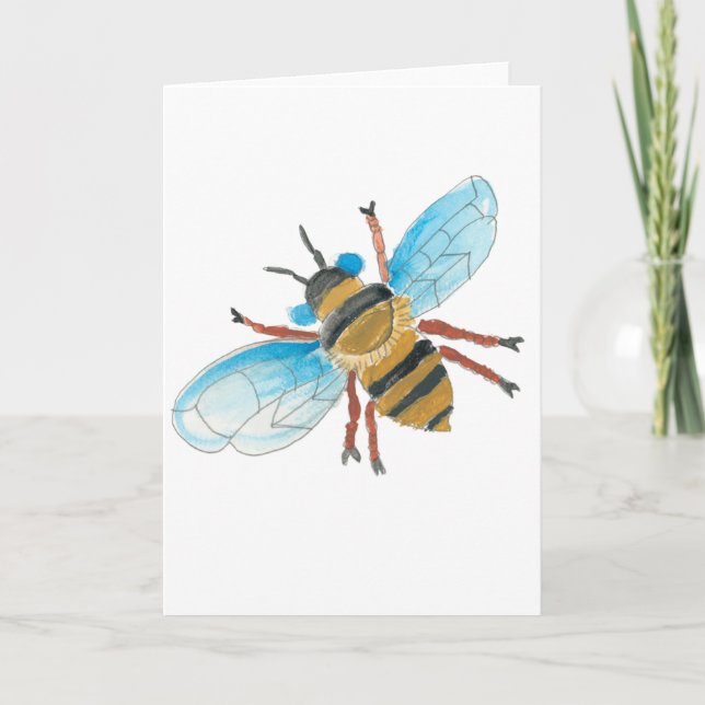 Cartão Watercolor Bee Greeting Card (Frente)