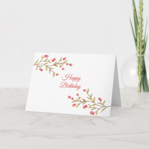 Cartão Watercolor Berry Stems Birthday