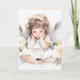 Cartão Watercolor Birthday Angel Girl
