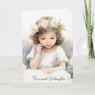 Cartão Watercolor Birthday Angel Girl For Godchild