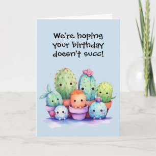 Cartão Watercolor Birthday Cactus Do Grupo