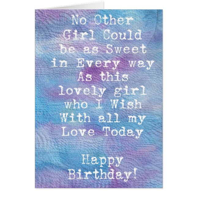 Cartão Watercolor Birthday Girl (Frente)