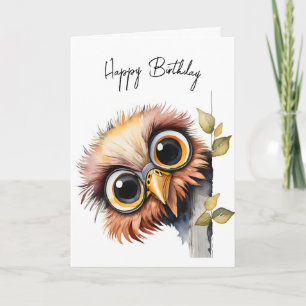 Cartão Watercolor Birthday Owl