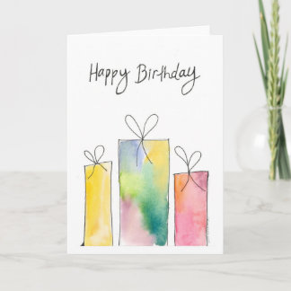 Cartão Watercolor Birthday Presente