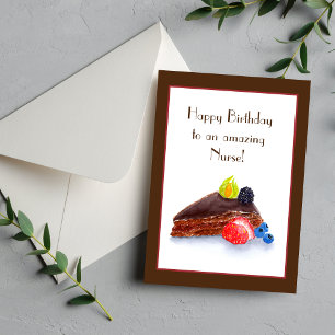 Cartão Watercolor Birthday to Nurn Chocolate Cake
