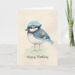 Cartão Watercolor Bluejay Birthday Card
