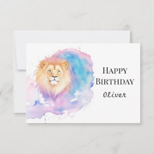 Cartão Watercolor Boho Roar Lion Birday