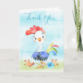 Cartão Watercolor Boy Rooster Farm
