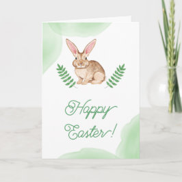 Cartão Watercolor Bunny With Big Ears Happy Easter