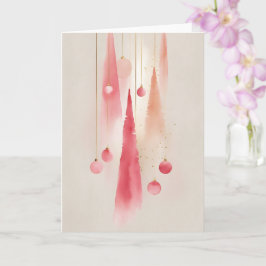 Cartão Watercolor Christmas Tree and Ornament