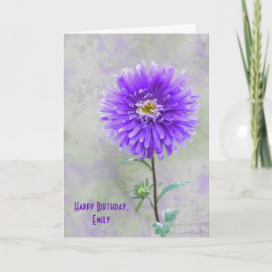 Cartão Watercolor Dahlia Birthday