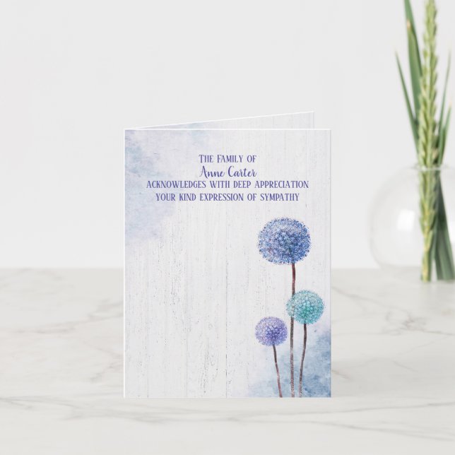 Cartão Watercolor Dandelions Simpatia Obrigado (Frente)