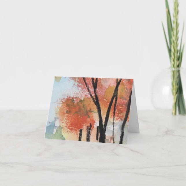 Cartão Watercolor de outono (Frente)