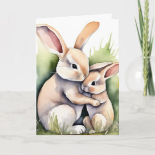 Cartão Watercolor Easter Bunny Love