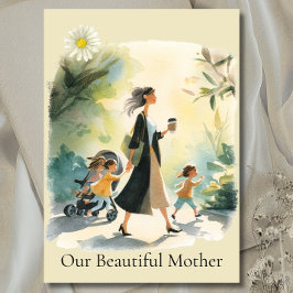 Cartão Watercolor Elegant Mom - Mother's Day card