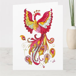 Cartão Watercolor Firebird ou Phoenix Fantasy Creator