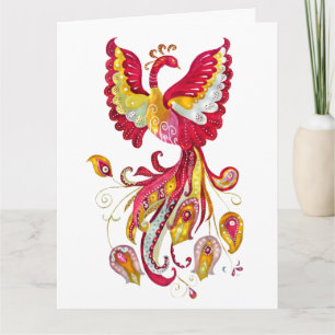Cartão Watercolor Firebird ou Phoenix Fantasy Creator