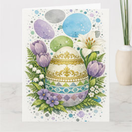 Cartão Watercolor Floral Easter Egg