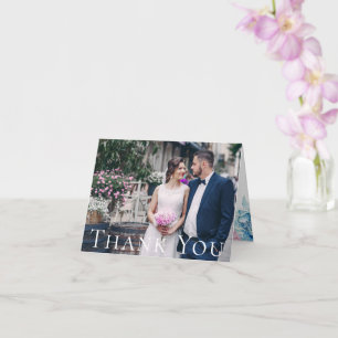 Cartão Watercolor Floral Peony Foto De Casamento Obrigado