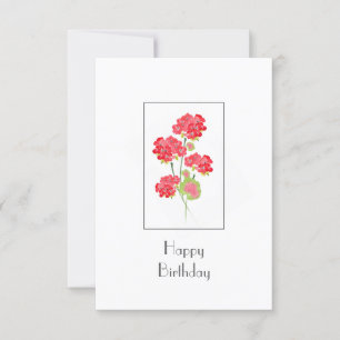 Cartão Watercolor Geraniums Stems