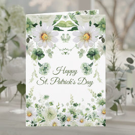 Cartão Watercolor Green Floral Happy St. Patrick's Day