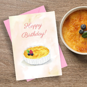 Cartão Watercolor Happy Birthday Creme Brûlée
