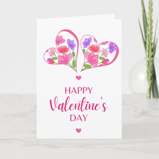 Cartão Watercolor Hearts I Love You Romantic Valentine (Frente)