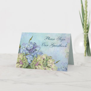 Cartão Watercolor Hydrangea Floral - Sinal Guestbook